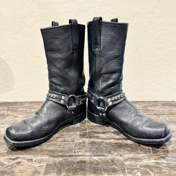 Frye Leather Chain Link Harness Boots - Picture 7 of 12